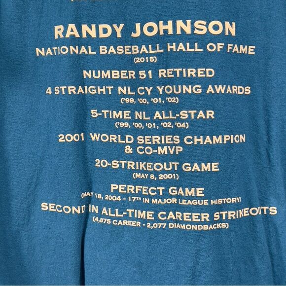 Tultex SGA Teal Randy Johnson & Luis Gonzalez Hall of Fame Graphic Tee 0707 - Picture 6 of 10